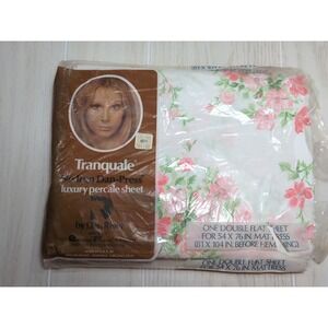 Dan River Tranquale Luxury percale sheet Full Flat Damselle pink floral new